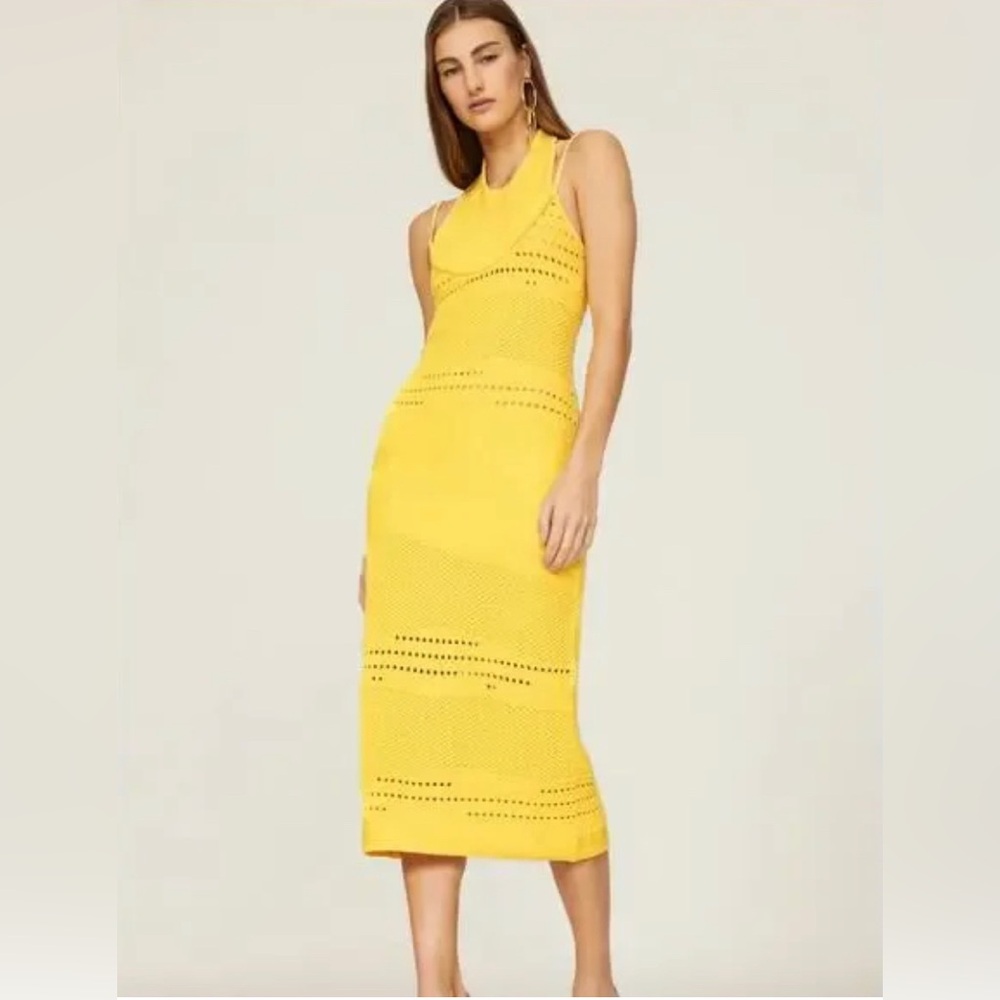 Esteban Cortazar yellow crochet halter dress